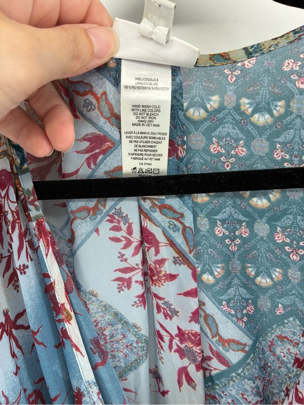 Boho Blue Floral Patchwork Maxi Dress with Tie Waist - Picture 6 of 13